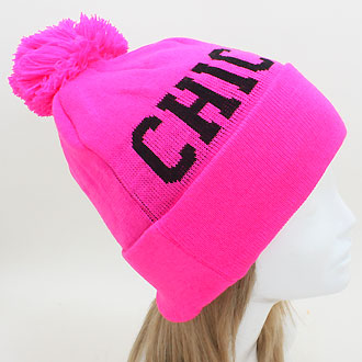 HATEGORY "Chicago" Acrylic Pom Beanie