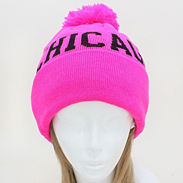HATEGORY "Chicago" Acrylic Pom Beanie