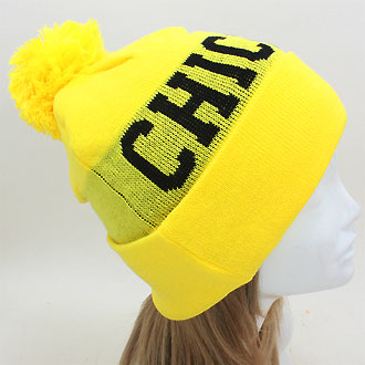 HATEGORY "Chicago" Acrylic Pom Beanie