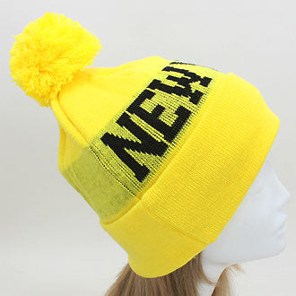 HATEGORY "New York" Acrylic Pom Beanie