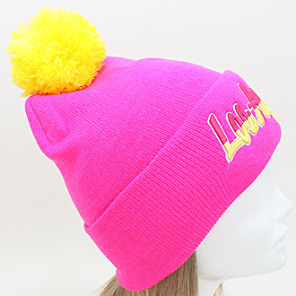 HATEGORY "Los Angeles" Embroidered Acrylic Pom Beanie