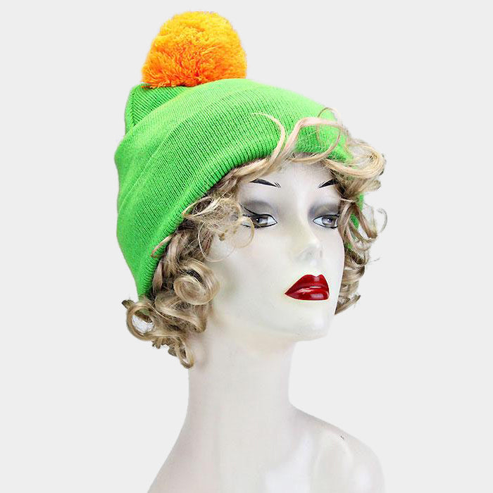 HATEGORY Neon Acrylic Pom Beanie