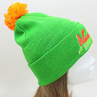 HATEGORY "New York" Embroidered Acrylic Pom Beanie