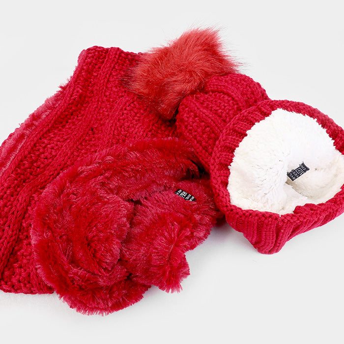 HATEGORY 2PCS Knit Infinity Scarf Pom Pom Beanie Hat Set