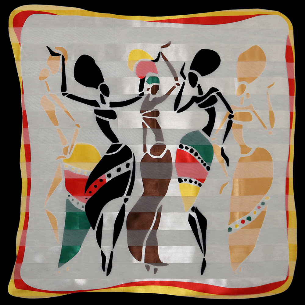 HATEGORY Silk Feel Striped Women Print Square Scarf