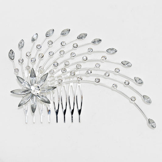 HATEGORY Rhinestone Flower Petal Hair Comb Pin