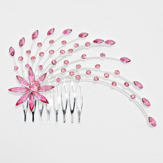 HATEGORY Rhinestone Flower Petal Hair Comb Pin