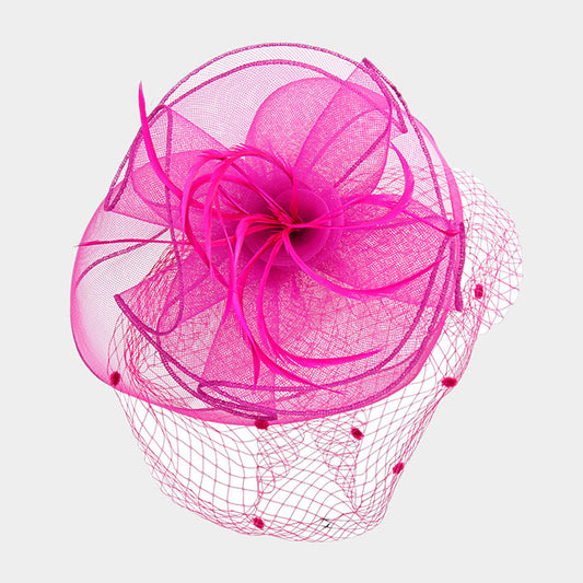 HATEGORY Mesh Netting with Feather Fascinator