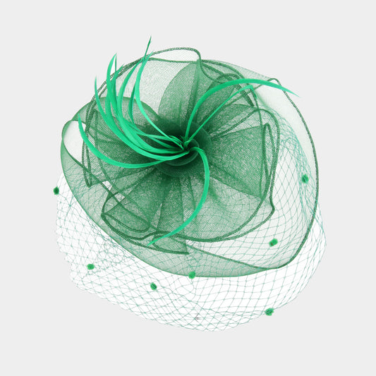 HATEGORY Mesh Netting with Feather Fascinator