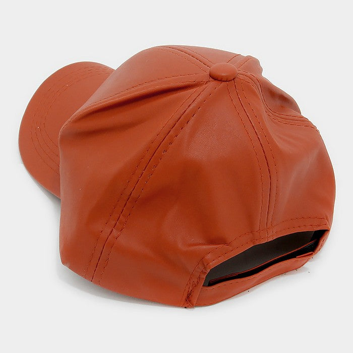 HATEGORY Faux leather baseball cap