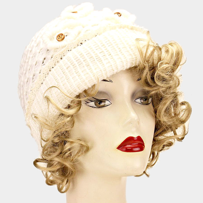 HATEGORY Cute Buttoned Acrylic Beanie