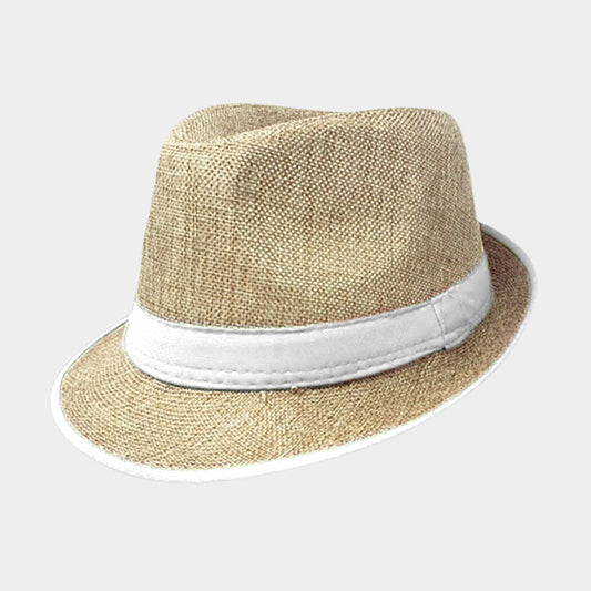 HATEGORY Solid Band Accented Panama Sun Hat