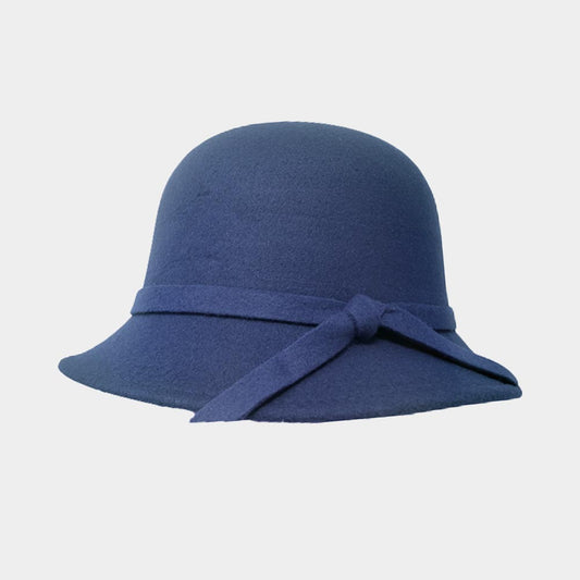 HATEGORY Bow Band Pointed Solid Fedora Hat