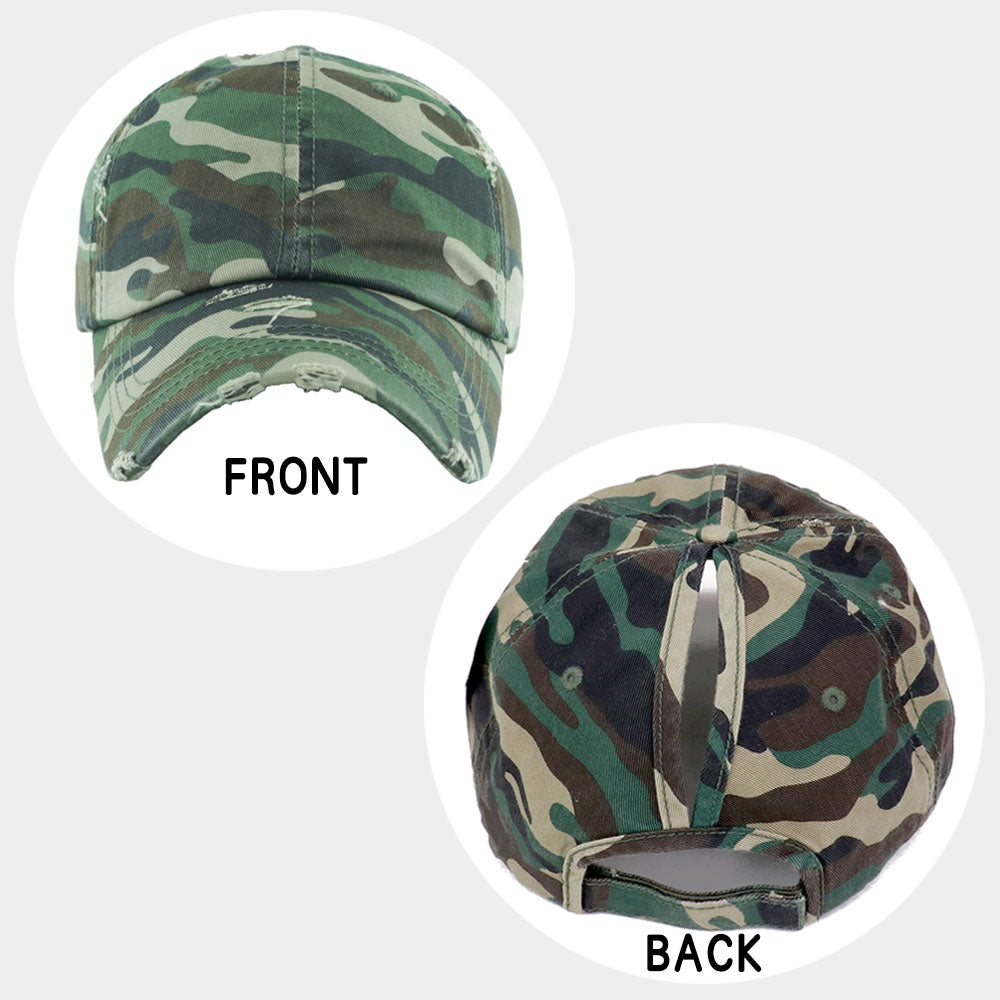 HATEGORY Vintage Camouflage Ponytail Baseball Cap