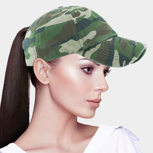 HATEGORY Vintage Camouflage Ponytail Baseball Cap