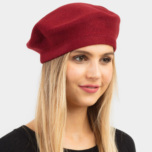 HATEGORY Stretchy Solid Beret Hat
