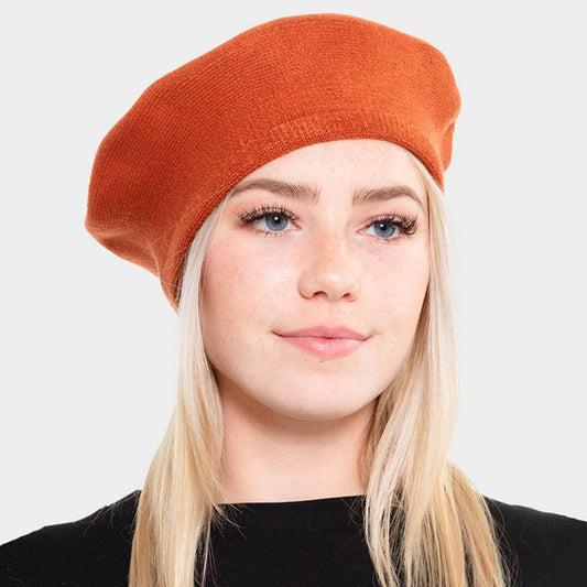 HATEGORY Stretchy Solid Beret Hat