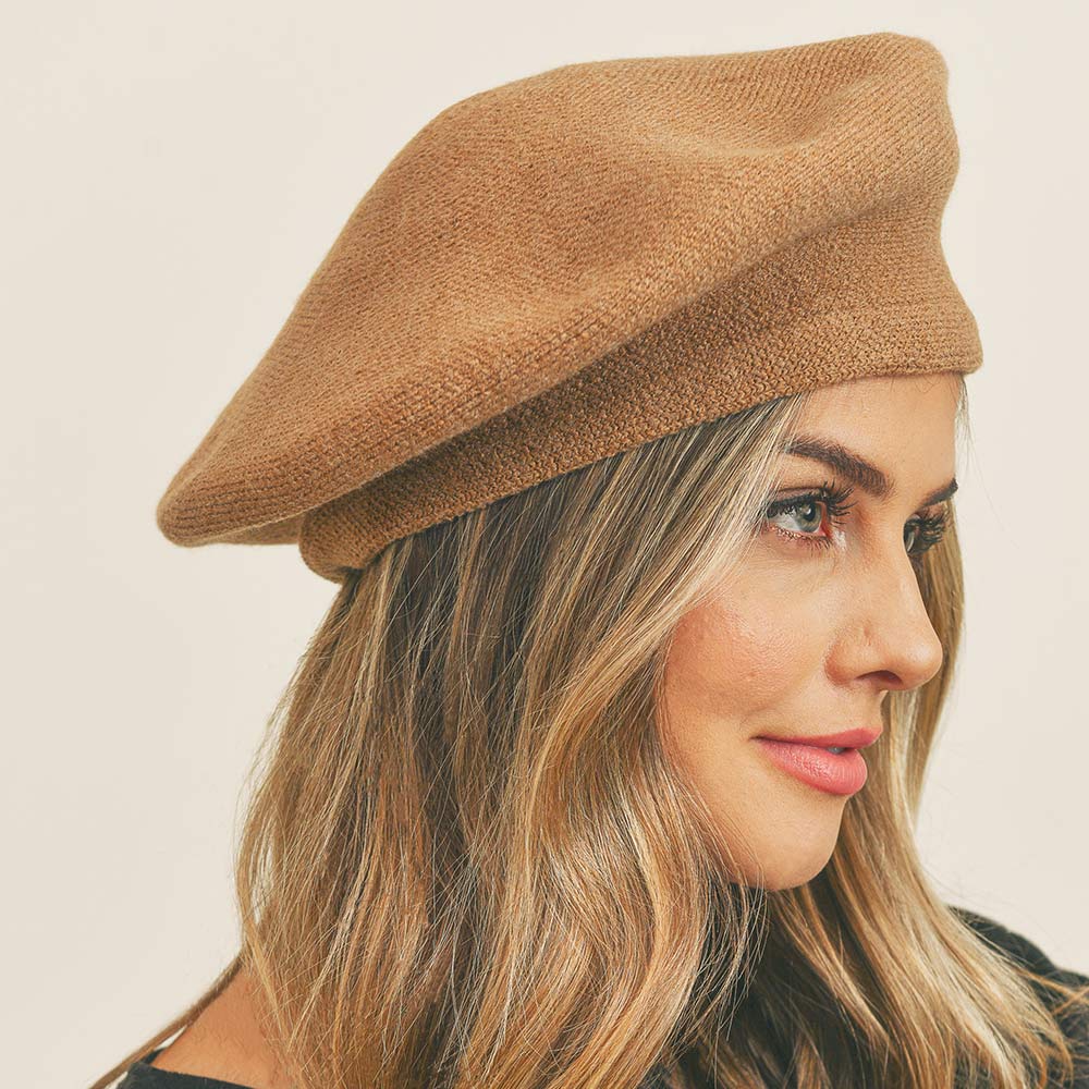 HATEGORY Stretchy Solid Beret Hat