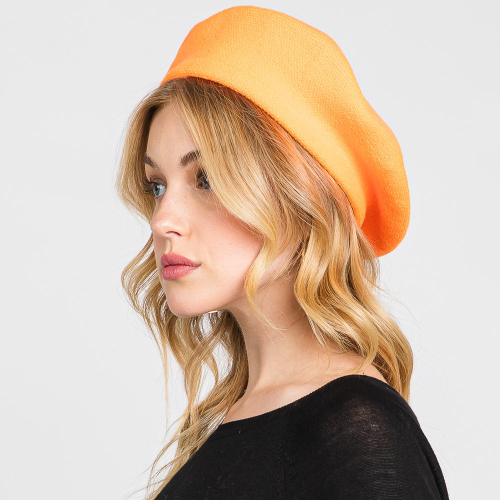 HATEGORY Stretchy Solid Beret Hat
