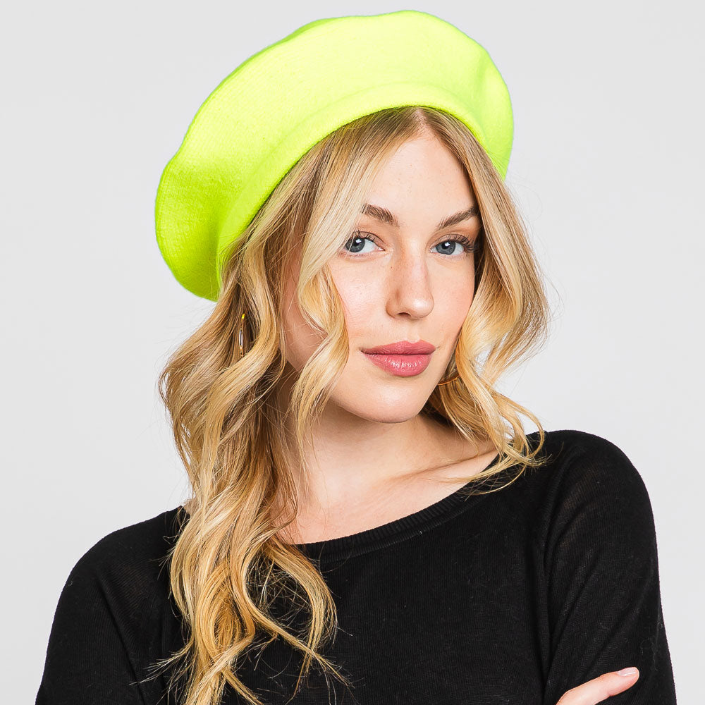 HATEGORY Stretchy Solid Beret Hat