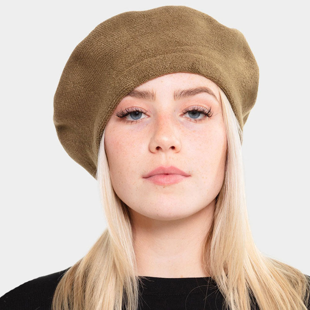 HATEGORY Stretchy Solid Beret Hat