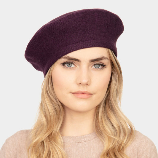 HATEGORY Stretchy Solid Beret Hat