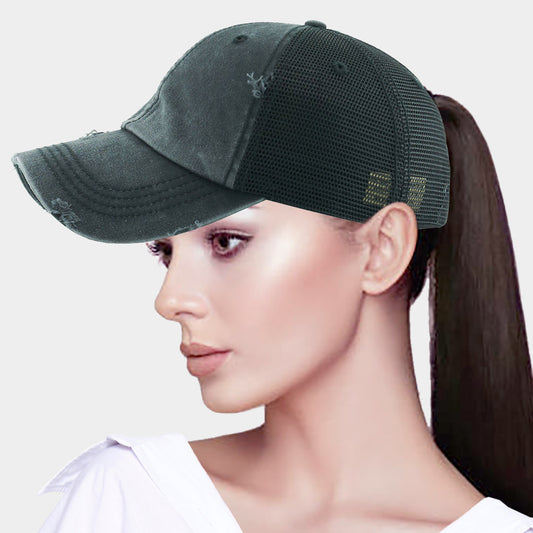 HATEGORY Vintage Mesh Back Ponytail Baseball Cap