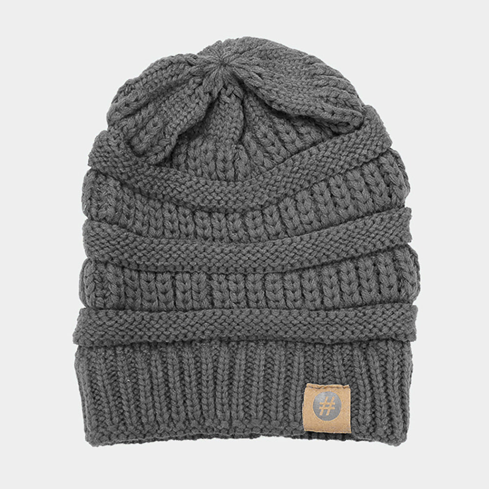 HATEGORY Solid Knitted Hashtag Beanie Hat