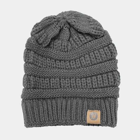 HATEGORY Solid Knitted Hashtag Beanie Hat