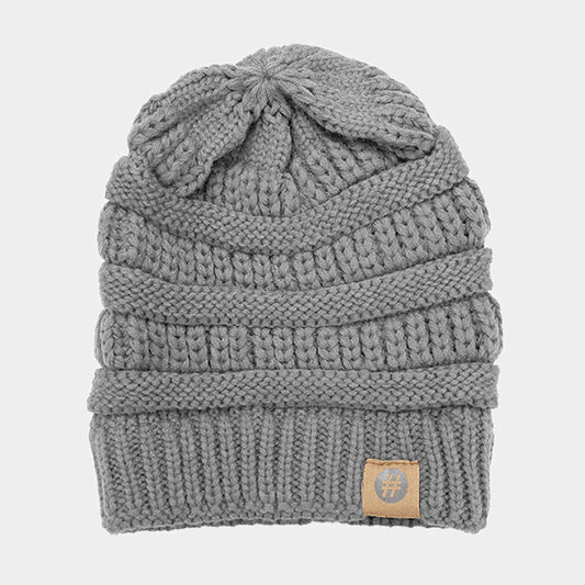 HATEGORY Solid Knitted Hashtag Beanie Hat
