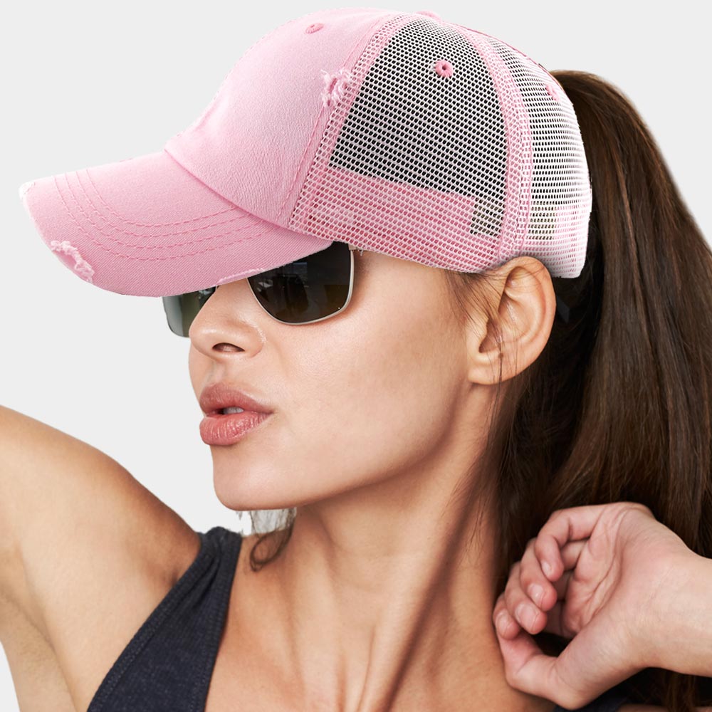 HATEGORY Vintage Mesh Back Ponytail Baseball Cap