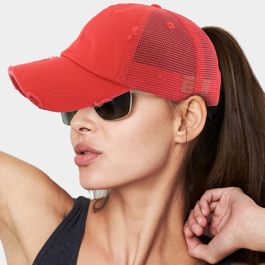 HATEGORY Vintage Mesh Back Ponytail Baseball Cap