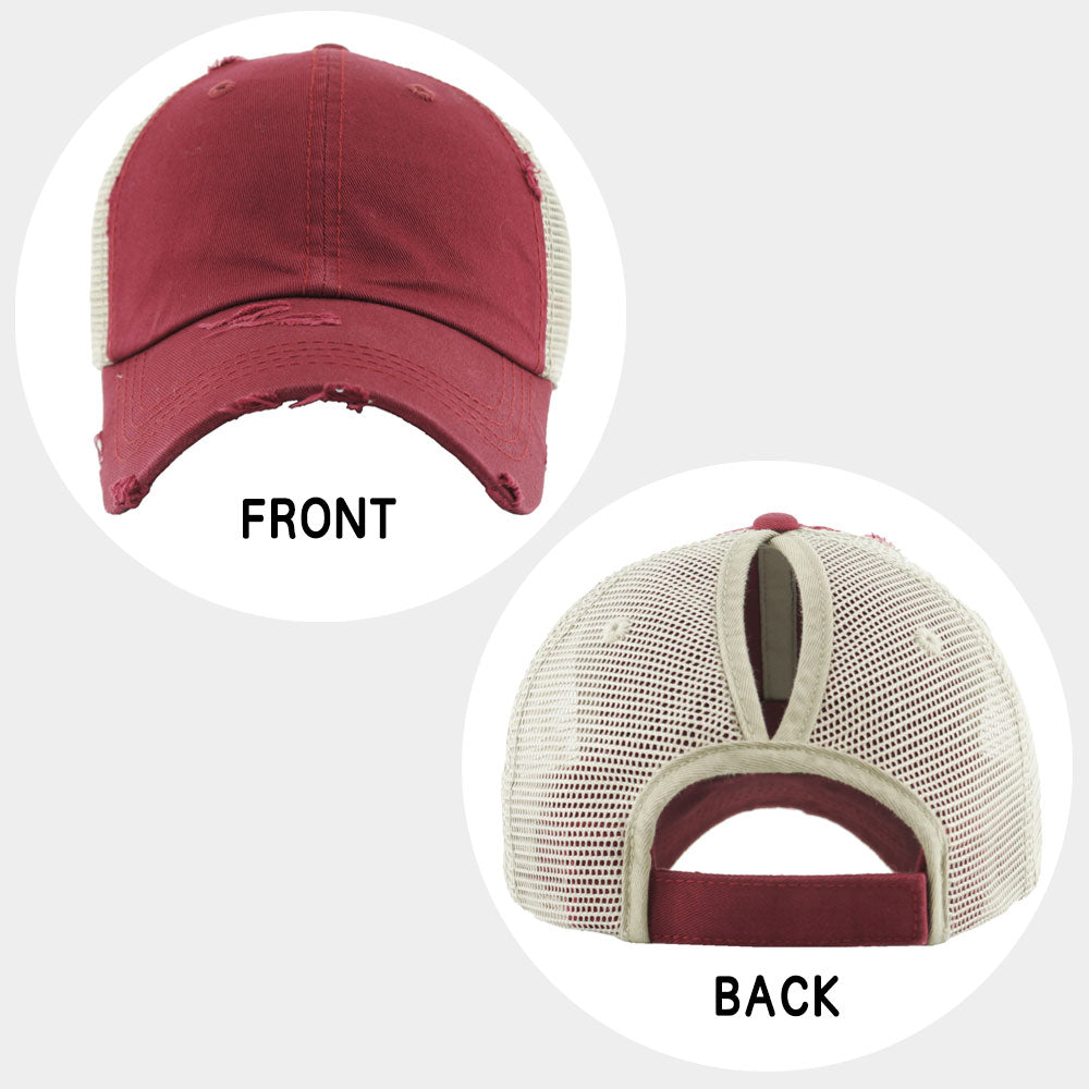 HATEGORY Vintage Mesh Back Ponytail Baseball Cap