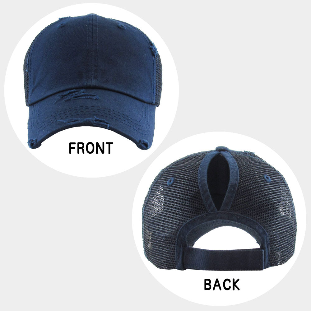 HATEGORY Vintage Mesh Back Ponytail Baseball Cap