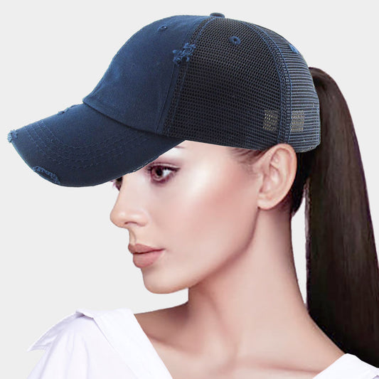 HATEGORY Vintage Mesh Back Ponytail Baseball Cap