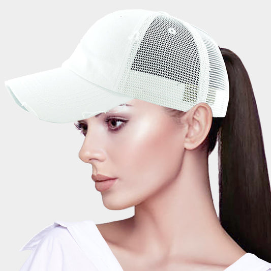 HATEGORY Vintage Mesh Back Ponytail Baseball Cap