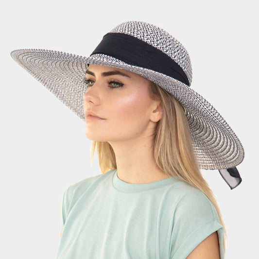HATEGORY Bow Accented Straw Summer Sun Hat
