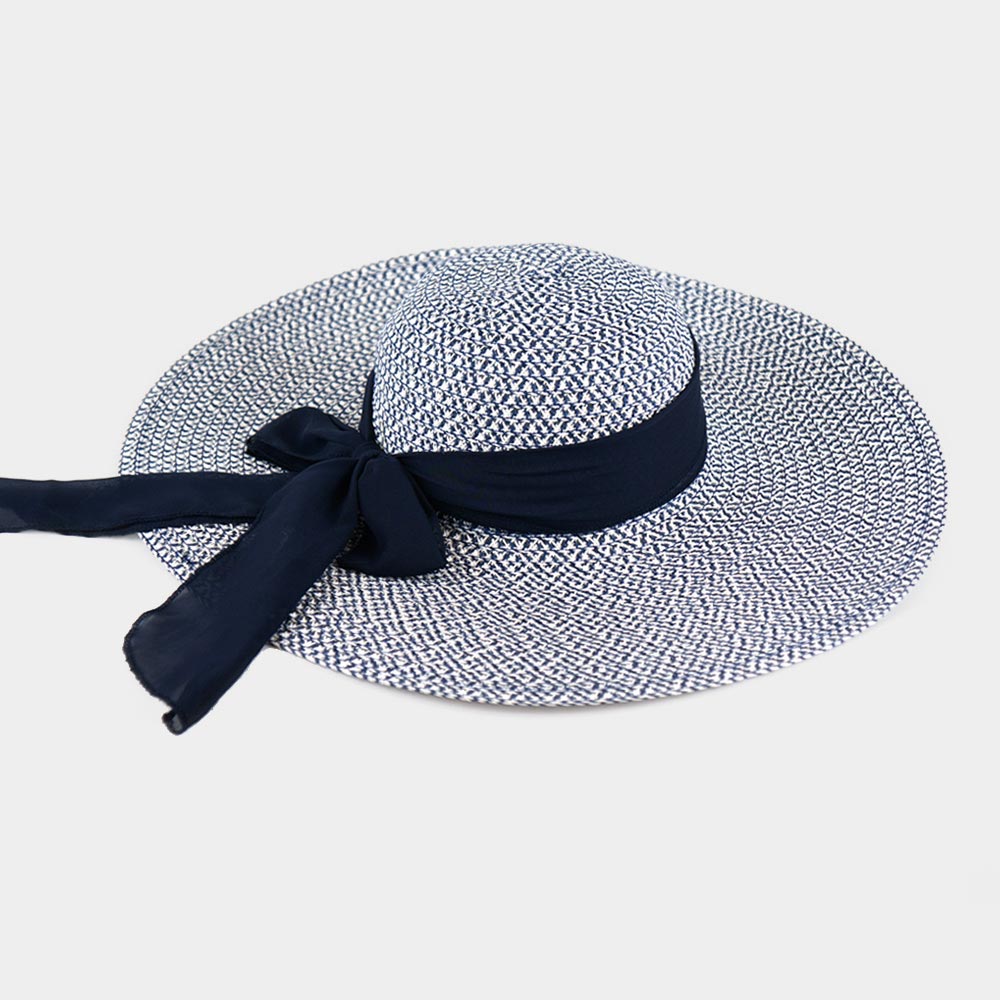 HATEGORY Bow Accented Straw Summer Sun Hat