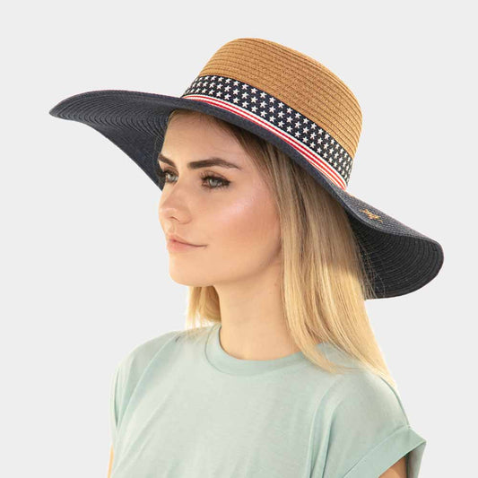 HATEGORY American Flag Floppy Summer Sun Hat