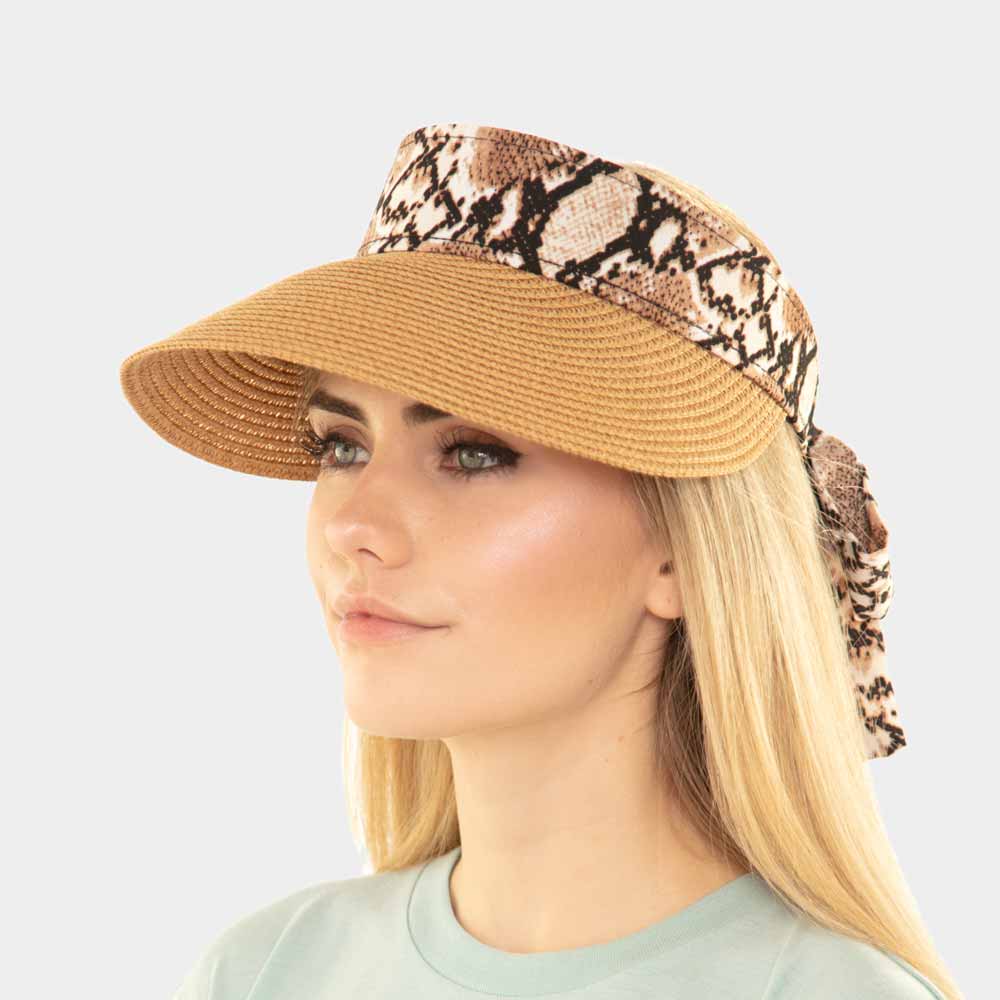 HATEGORY Snake Bow Straw Visor Hat