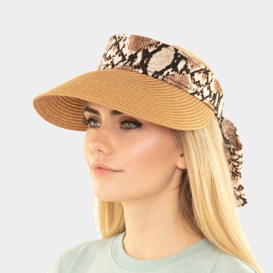 HATEGORY Snake Bow Straw Visor Hat