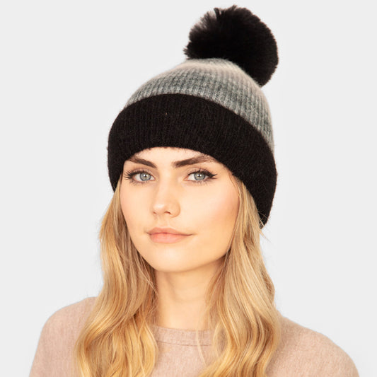 HATEGORY Tie Dye Fleece Pom Pom Beanie Hat