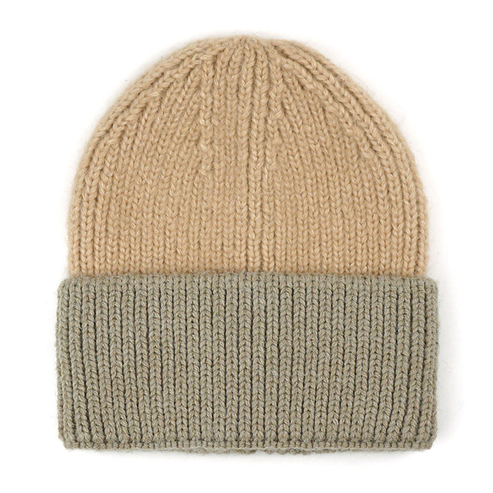HATEGORY Wool Blended Two Tone Beanie Hat