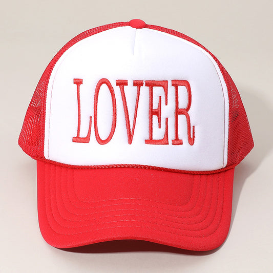 HATEGORY LOVER Message Embroidered OTTO CAP 5 Panel High Crown Mesh Back Trucker Hat