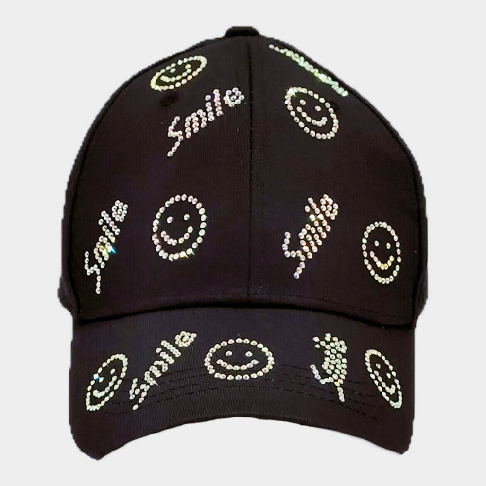 HATEGORY Bling Smile Message Smile Face Patterned Baseball Cap