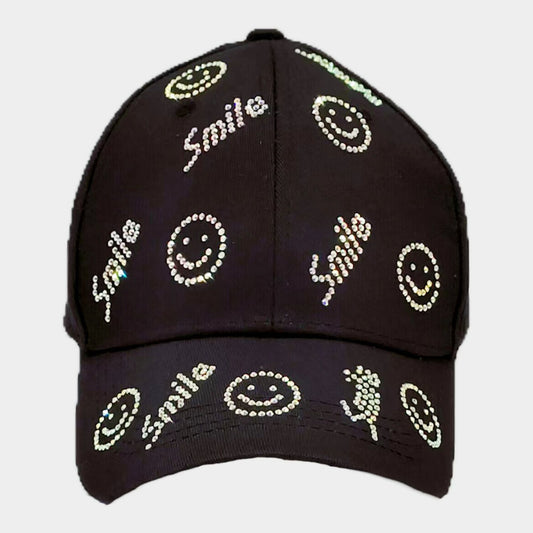 HATEGORY Bling Smile Message Smile Face Patterned Baseball Cap