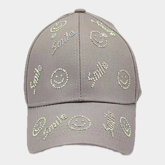 HATEGORY Bling Smile Message Smile Face Patterned Baseball Cap