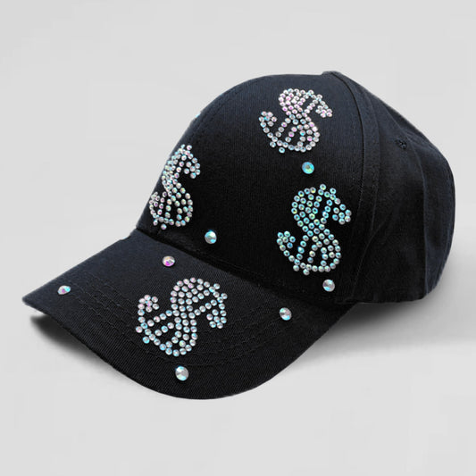 HATEGORY Bling Dollar Sign Patterned Baseball Cap