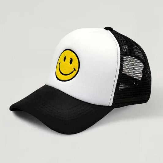 HATEGORY Smile Face Patch Mesh Back Baseball Trucker Cap