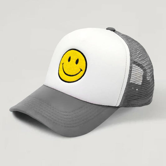 HATEGORY Smile Face Patch Mesh Back Baseball Trucker Cap